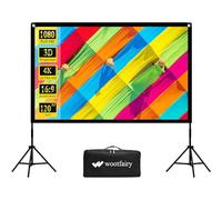 wootfairy Écran de Projection avec Support, Portable et Pliable, pour intérieur et extérieur, 16:9, 4K HD, sans Plis, avec Sac de Transport pour Home cinéma, arrière-Cour, cinéma