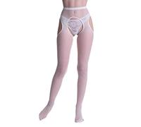 WOOTI TIGHTS Collant porte-jarretelles incorporé en résille sexy SAPORITA BIANCO M/L, fabriqué en Italie.