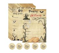 wootile Lot de 50 cartes d'invitation pour fête d'Halloween avec enveloppe - Thème crâne d'Halloween - Avec autocollants d'Halloween - Invitations sur le thème du crâne - 12,7 x 17,8 cm