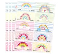 wootile Lot de 60 autocollants pour chaussures pour enfants avec film protecteur transparent pour semelle gauche et droite, autocollants imperméables arc-en-ciel pour la fête des enfants,