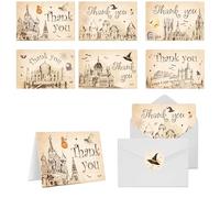 wootile Magic Wizard Lot de 24 cartes de remerciement d'Halloween sur le thème de l'école magique - 10,2 x 15,2 cm - Cartes de vœux d'Halloween pour mariage, fête de mariage