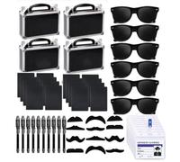 WOOWAIR 60 Pièces Kit Détective, Détective Pinata Anniversaire, Kit Espion avec Stylos, Carnet de Notes, Lunettes d'Agent Secret, Sacs de Fête, Moustache, Carte d'Identité avec Clip