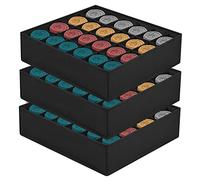 WOOWAIR Boîtes de Rangement pour Chaussettes, Lot de 3 Boîte de rangement pour sous-vêtements en non-tissé, 24 Grilles Organiseurs de Tiroir Placards avec Compartiments(Noir)