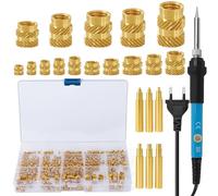 WOOWAIR Insert Fileté, 257PCS Kit de Fer à Souder avec Inserts Filetés, 60W Electric Solder Iron avec 250Pcs Inserts Taraudés M2 M2,5 M3 M4 M5 M6, pour 3D Printing et Pièces en Plastique