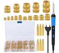 WOOWAIR Insert Fileté, 257PCS Kit de Fer à Souder avec Inserts Filetés, 90W Electric Solder Température Réglable avec 250Pcs Inserts Taraudés M2 M2,5 M3 M4 M5 M6, pour Impression 3D