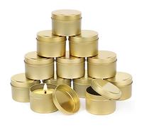 WOOWAIR Lot de 12 Contenants de Bougie, pour la fabrication de bougies ou la fabrication de bougies, boîte cosmétique(Gold)