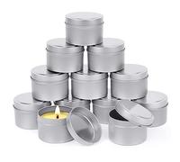 WOOWAIR Lot de 12 Contenants de Bougie, pour la fabrication de bougies ou la fabrication de bougies, boîte cosmétique(Silver)