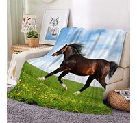 Woowin 3D Plaid Couverture Polaire en Flanelle Cheval Douce Chaude Microfibre ete Hiver Couverture 130x150 Animal Linge de lit Couvre-lit Couverture de cnapé pour Enfant Fille Garcon Adultes