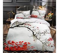 Woowin Housse De Couette 140x200 Fille Garcon 3D Montagne Enneigée Parure de Lit 1 Personne Brouillard d'automne Douce Microfibre Literie 3 pièces avec Fermeture Éclair et 2 Taies d'oreiller 50x75cm