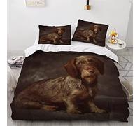 Woowin Housse De Couette 220x240 3D Motif Teckel à Poil Dur Parure De Lit 2 Personnes Animal De Compagnie Housse De Couette en Microfibre Et 2 Taies d'oreiller 50x75,pour Adulte Fille Garçon 3 pièces