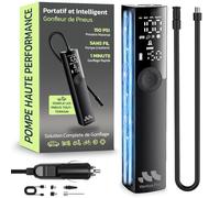 Woowind Compresseur à Air Portatif, Gonfleur de Pneu Premium, 2X Plus Rapide, 150PSI/10,3BAR Pompe à Air pour Pneus de Voiture avec Câble 12V pour SUV & Tout-Terrain, Arrêt Automatique