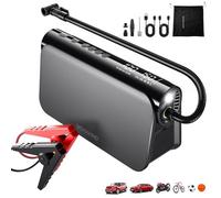 Woowind Compresseur d'Air Gonfleur de Pneus pour Voiture, 150PSI avec Alimentation de Démarrage d'Urgence, Fonction d'Arrêt Automatique et Lampe LED, Pompe à Air Portable avec Manomètre, Ensemble d'Ad