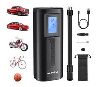 Woowind Gonfleur Pneus Voiture& Batterie Externe (2in1) Pompe Velo Electrique,150PSI avec Arrêt Automatique et Lumière LED, pour Pneus de Velo, Voiture, Moto