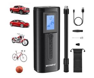 Woowind Gonfleur Pneus Voiture& Batterie Externe (2in1) Pompe Velo Electrique,150PSI avec Arrêt Automatique et Lumière LED, pour Pneus de Velo, Voiture, Moto