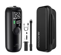 Woowind LP1 Pompe à air pour vélo, pompe à vélo électrique, gonflage en 1 minute, 150 psi/10,3 bar, compresseur de batterie électrique, arrêt automatique, écran LCD, lumière LED + mallette dans le