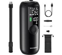 Woowind LP1 Pompe à vélo 150 psi, compresseur d'air portable | Pompe à vélo avec arrêt automatique, gonflage rapide en 1 minute, pompe à air pour voiture, vélo, moto, manomètre numérique