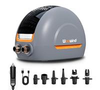 Woowind NW10 Pompe à Paddle Portable Pompe Sup Haute Pression 20 PSI Pomp à Air Sup Double Étape Gonflage/Dégonflage TypeC/12V DC Pomp Électrique pour Planches Paddle Gonflables, Bateaux, Kayaks