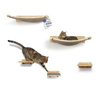 WOOWOOD® Mur d'escalade pour chat avec 2 escaliers muraux [bois massif] I Arbre à chat mural I Hamac pour chat I Arbre à chat I Arbre à chat I Meubles pour chat I Mur d'escalade pour chat (ensemble