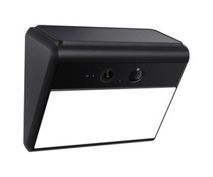 Woox Camera Exterieur Solaire avec éclairage Mural, 2K Caméra Surveillance WiF Exterieure sans Fil Batterie, éclairage Activation par Mouvement, avec Détection IA, Vision Nocturne en Couleur, IP65