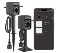 Woox Double Prise électrique Intelligente Alexa d'extérieur avec Piquet et Support Noir