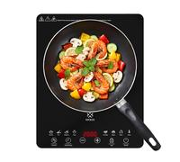 WOOX MX0237 Plaque de cuisson à induction portable - 2000 W pour comptoir, 8 niveaux de puissance et de température, panneau de commande tactile, écran LED, détection du récipient, sécurité enfant, mi