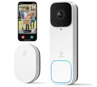 Woox Sonnette sans Fil avec Caméra, 2K UHD Sonnette Vidéo Alimentée par 5200mAh Batterie, 170° Vision, Détection Humaine/Colis, Vision Nocturne, Audio Bidirectionnel, WiFi 2,4 GHz, Compatible Alexa