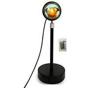WOOXGEHM Lampe Projecteur Coucher de Soleil, 16 Couleurs et Décoloration RVb Lampe Projecteur Coucher de Soleil avec Télécommande, Lampe Solaire Rotative 180°, Vision Romantique