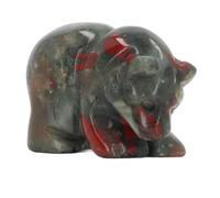 WOOXGEHM Statue d'ours en Cristal Sculptée À la Main, Polie À la Main, Lisse Au Toucher, Bien Sculptée, Statue d'animal Feng Shui Équilibrée de 3, 8 Cm (Pierre de Sang)