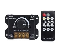 WOOXGEHM Variateur de Bande LED à 2 Canaux, Contrôleur de Gradation DC 5 V/12 V/24 V, Bouton de Luminosité Réglable Marche/arrêt, avec Télécommande, pour Bandes Lumineuses LED Monochromes