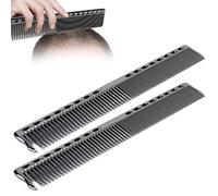 WOOXGEHM WOOXGEHM 2Pcs Peigne À Cheveux, Peigne de Coiffure Professionnel en Acier Inoxydable, Peigne À Dents Denses, Peigne de Coupe de Cheveux de Conception Ergonomique (Noir)
