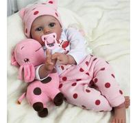 WOOZHI Poupées Reborn pour Femmes 55cm -Bébé Reborn Poupée Réaliste en Silicone Souple, Faite à la Main avec Accessoires et Peluche Cerf, Vrai Nouveau-né pour Collection et Cadeau