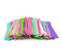 Wopanxye Lot de 100 spatules cosmétiques pour masque facial, crème, bâton en plastique givré, cuillère jetable pour mélange, échantillon, épilation à la cire, masque facial, 13 x 3 cm, 9 couleurs