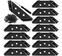 Wopanxye Lot de 12 équerres d'angle universelles en acier inoxydable pour bois, équerres d'angle triangulaires avec vis, pour meubles en bois, tables, chaises, étagères, tiroirs, armoires, noir