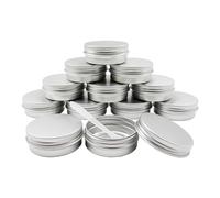 Wopanxye Lot de 12 petites boîtes de voyage en aluminium de 30 ml avec couvercle, argentées, mini récipients pour lotion cosmétique, pommade, bouteille de crème, bougie, thé, pilules, vis, boutons