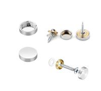 Wopanxye Lot de 12 vis de miroir avec capuchons chromés de 10 mm pour décoration de douche, clous en acier inoxydable brossé poli avec rondelles pour tables, plaques de bain, armoires, panneaux en