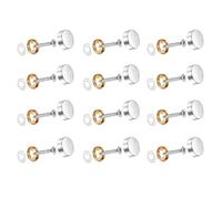Wopanxye Lot de 12 vis de miroir, capuchons décoratifs en laiton chromé, clous en acier inoxydable brossé poli avec rondelles en caoutchouc pour meubles, tables, plaques de bain, armoires, panneaux en