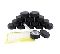Wopanxye Lot de 15 boîtes en aluminium de voyage de 15 g, boîtes en métal noir de 15 ml avec couvercle à vis pour échantillons de maquillage, ongles, baume à lèvres, baume, slime, épices, bonbons,