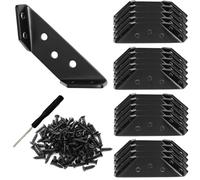 Wopanxye Lot de 20 connecteurs d'angle triangulaires noirs pour bois, supports de meubles universels, quincaillerie d'angle en métal avec vis, pour meubles en bois, bureau, chaises, étagères, tiroirs