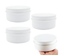 Wopanxye Lot de 4 bocaux en aluminium de 200 ml avec couvercles à vis, pour maquillage, baume à lèvres, baume à lèvres, pots de voyage, pots de cosmétiques, pots de 200 g en métal blanc pour slime