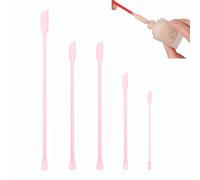Wopanxye Lot de 5 mini spatules en silicone pour maquillage - Sans BPA - Longue poignée - Pour la dernière goutte des bouteilles fines - Rose