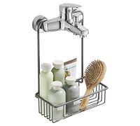 Wopeite Etagère de Douche à accrocher au Mitigeur de Douche, Porte Shampoing en Acier Inoxydable Shower Caddy sans Perçage, 25 x 13 x 35 cm Gris