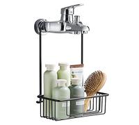 Wopeite Panier de Douche sans Perçage, Etagère à accrocher au Mitigeur, Porte Shampoing à suspendre en Acier Inoxydable Shower Caddy, 25 x 13 x 35 cm Noir