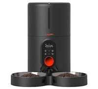 WOPET Mangeoires automatiques pour chats - 2 chats - Mangeoire programmée pour chat avec gamelle en acier inoxydable - Contrôle programmable de 1 à 6 repas - Double alimentation automatique pour chats