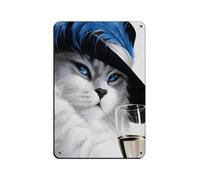 WOPIYNAG Glamour Feline Elegance Poster rétro en métal - Peinture en fer - Décoration murale - 20 x 30 cm