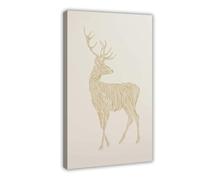 WOPIYNAG Impression sur toile Minimal Deer Line Art Print Wall Art Prints 30 x 45 cm