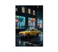 WOPIYNAG Impression sur toile Motif taxi sous la pluie 40 x 60 cm