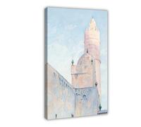 WOPIYNAG Mosquée en Tunisie - Peinture à l'aquarelle sur toile - Poster mural - 20 x 30 cm