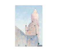WOPIYNAG Mosquée en Tunisie - Peinture à l'aquarelle sur toile - Poster mural - 60 x 90 cm