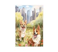 WOPIYNAG NYC Dog Park - Impression sur toile aquarelle - Décoration de chambre à coucher - 20 x 30 cm