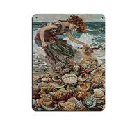 WOPIYNAG Panneau en métal vintage avec coquillages sur la rive de la mer pour pub, club, café, bar, maison, décoration murale 30 x 40 cm